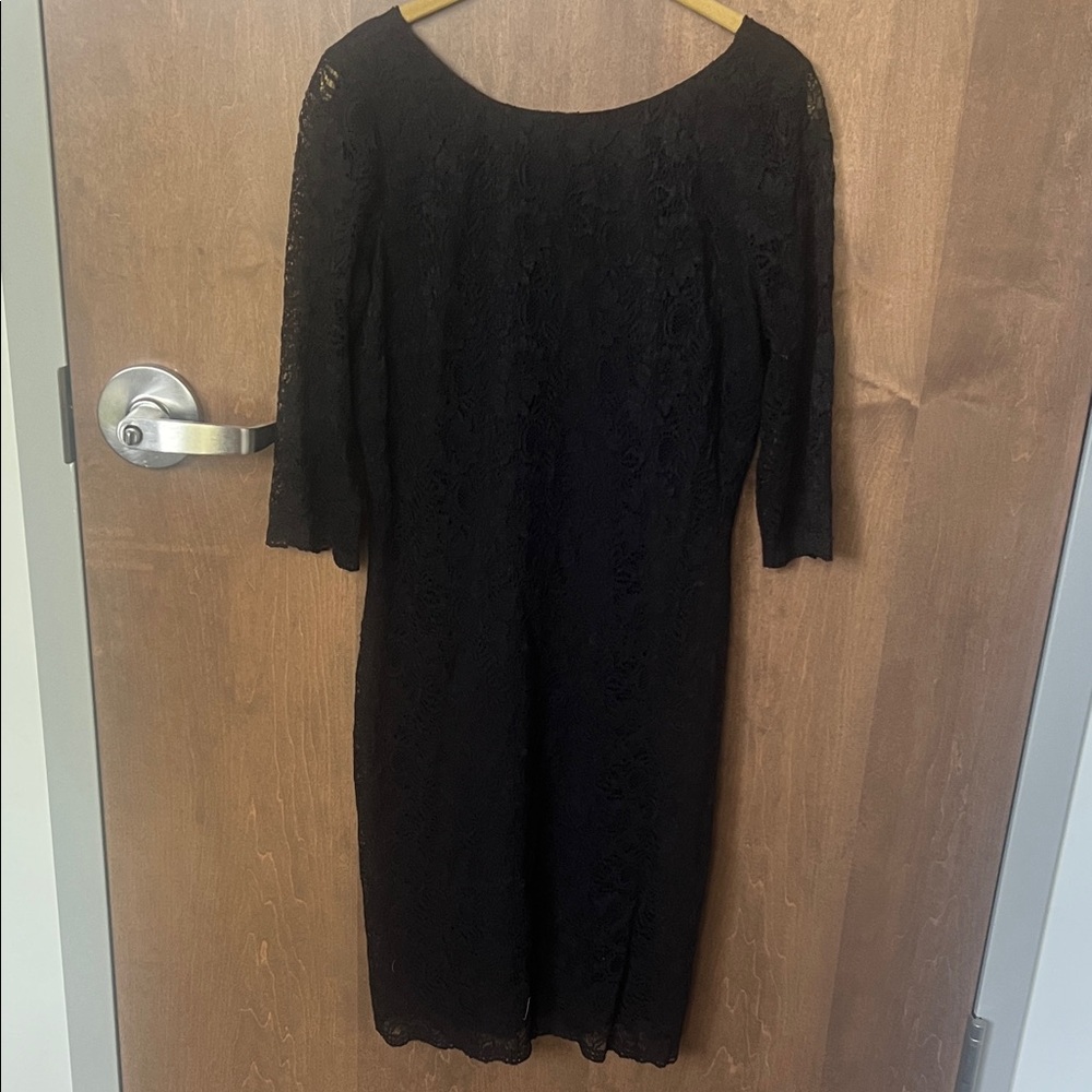 Banana Republic Black Lace Overlay Dress | Size 6 | 3/4 Sleeve